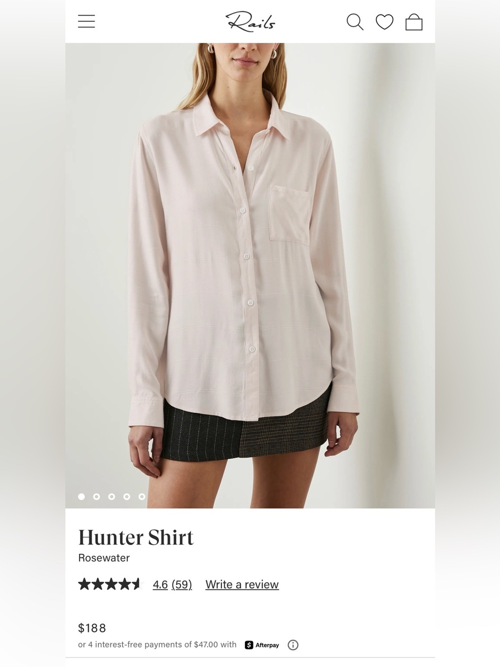 Rails Hunter Rosewater Pink Button Down S Balletcore Coastal Quiet Luxury Flowy